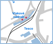 Situační mapa u vlakového nádraží v Brně